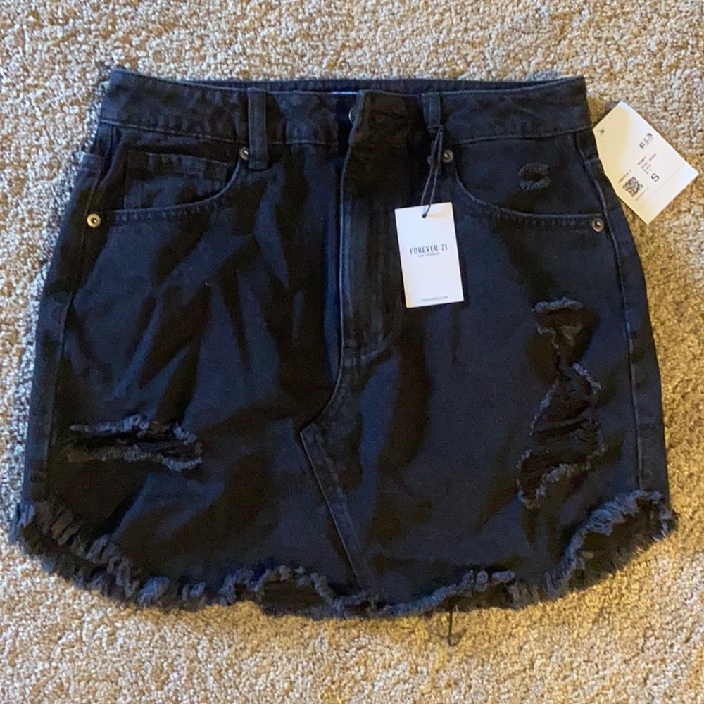 NWT Black Denim Mini Skirt